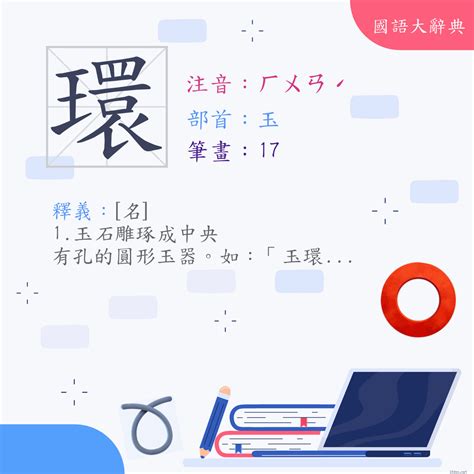 環 意思|環 (注音:ㄏㄨㄢˊ 部首:玉) 